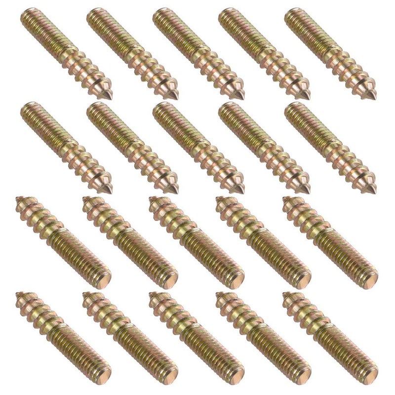 TOP-VIGOR 20Pcs M6x35mm Hanger Bolts, Double Headed Bolts Self Tapping Screw, Double Ended Dowel Screws, Screw Dowels Hanger, Threaded Lag Wood Screws and Machine Bolts for Wood Joint Furniture - Image 1